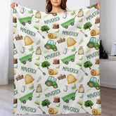 Custom Farm Theme Tractor Baby Name Blanket